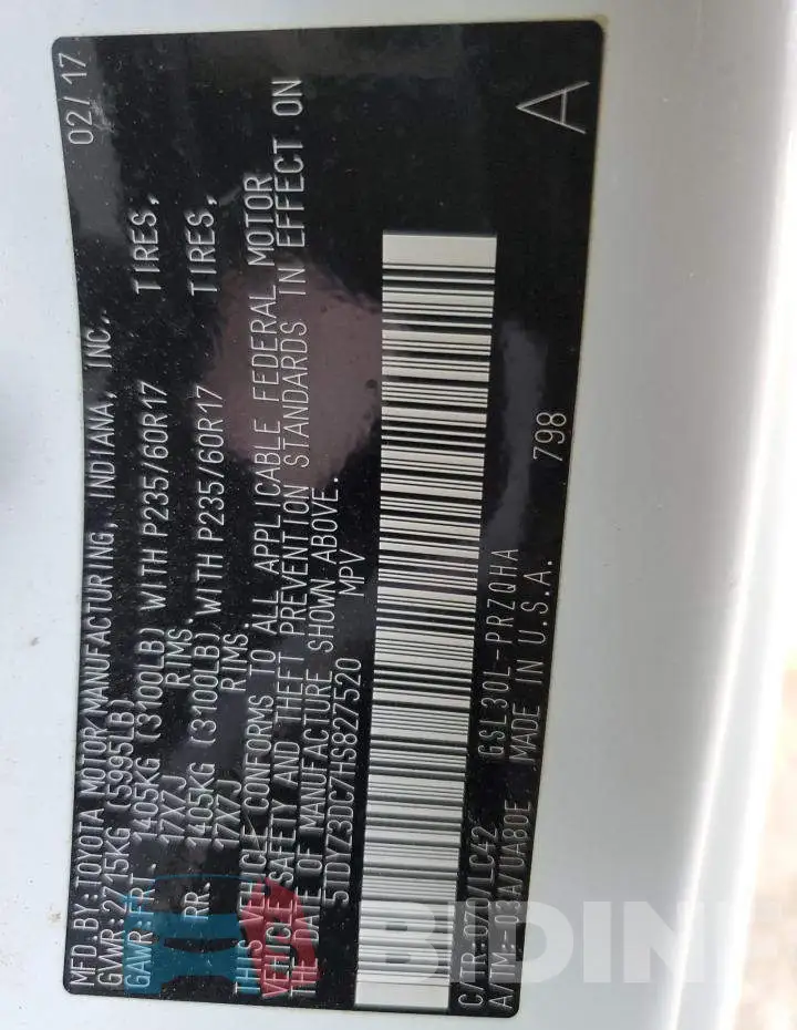 5TDYZ3DC7HS827520 Photo# 10