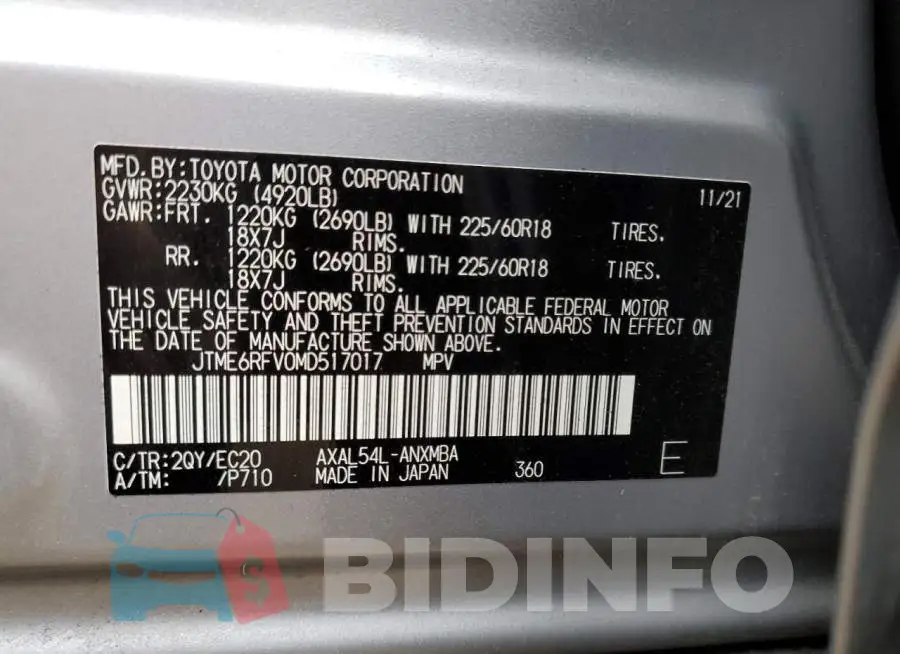 JTME6RFV0MD517017 Photo# 10