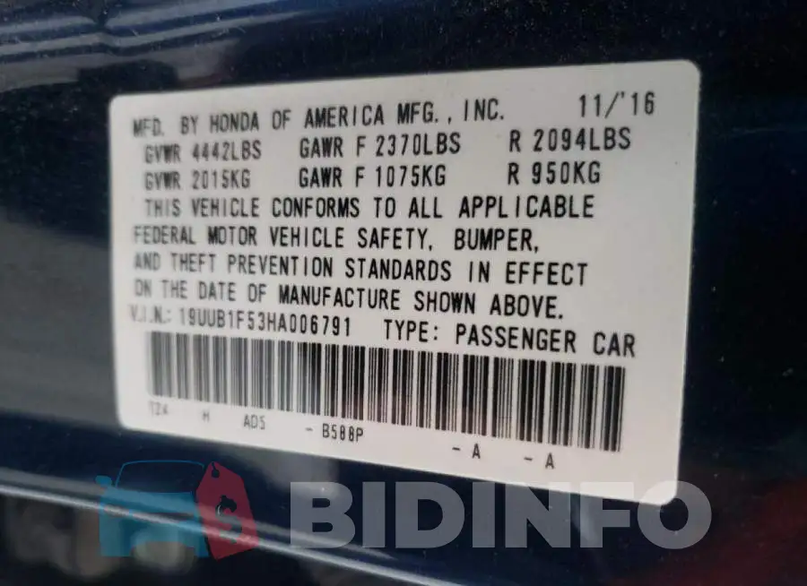 19UUB1F53HA006791 Photo# 10