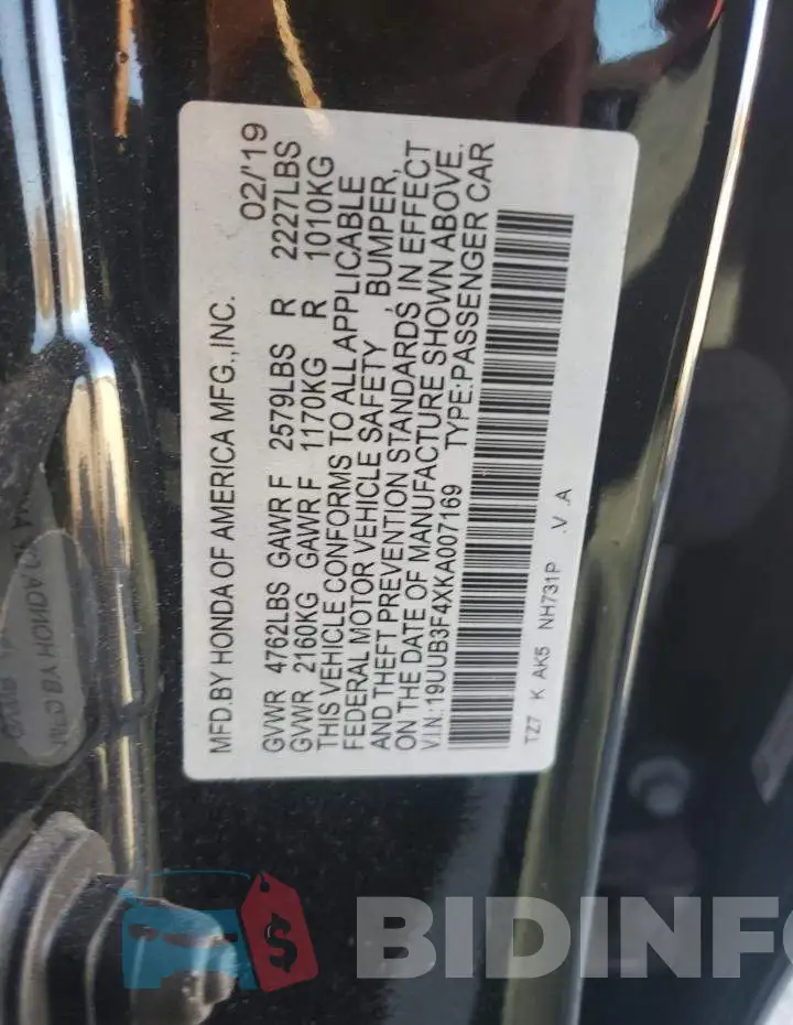 19UUB3F4XKA007169 Photo# 10