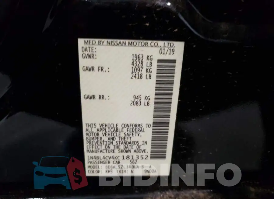 1N4BL4CV4KC181352 Photo# 10