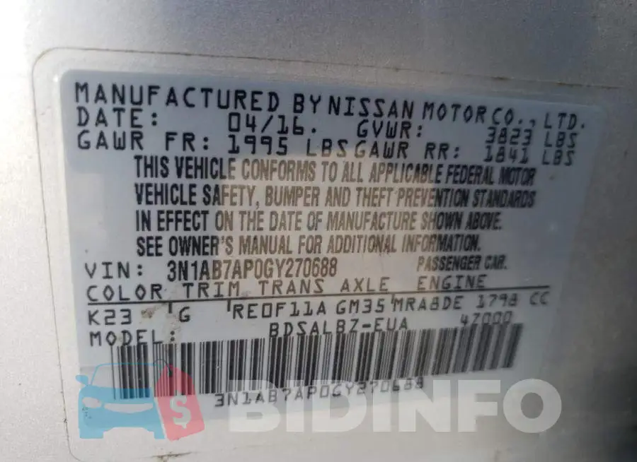 3N1AB7AP0GY270688 Photo# 10