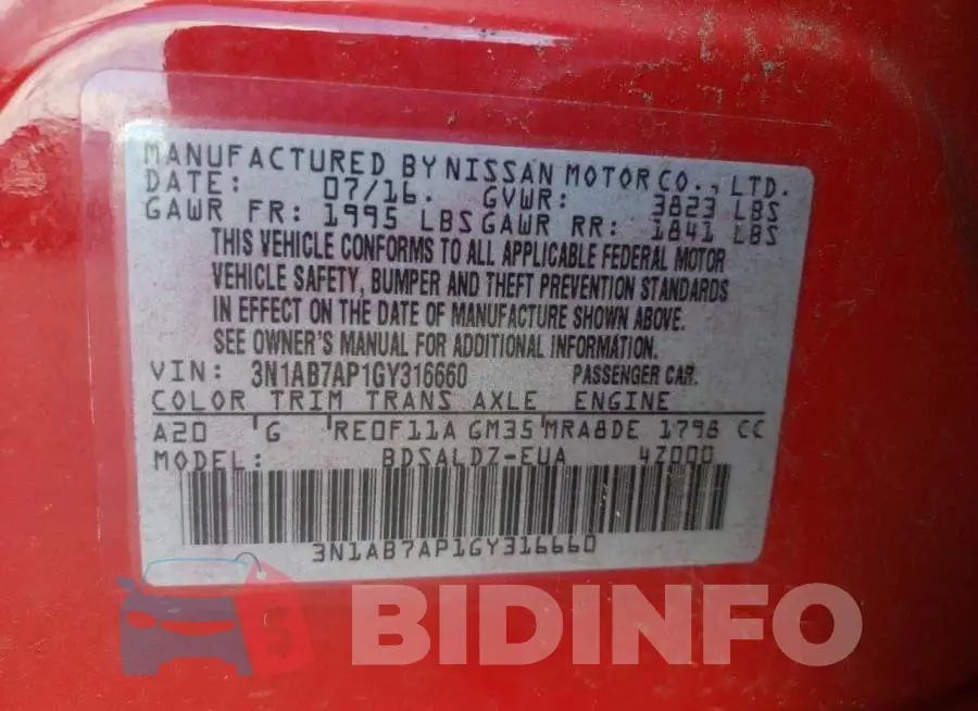 3N1AB7AP1GY316660 Photo# 10