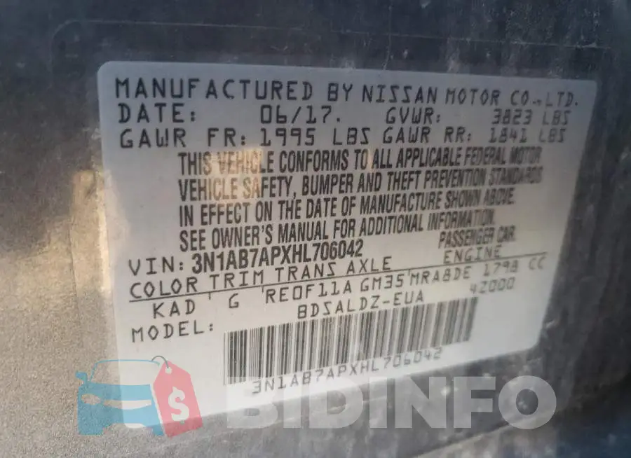 3N1AB7APXHL706042 Photo# 10