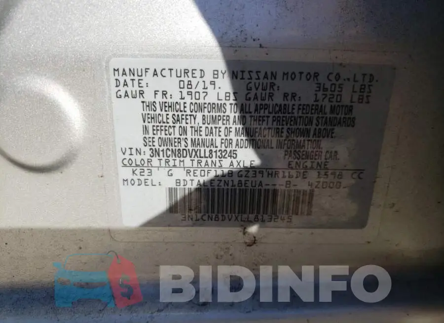 3N1CN8DVXLL813245 Photo# 10