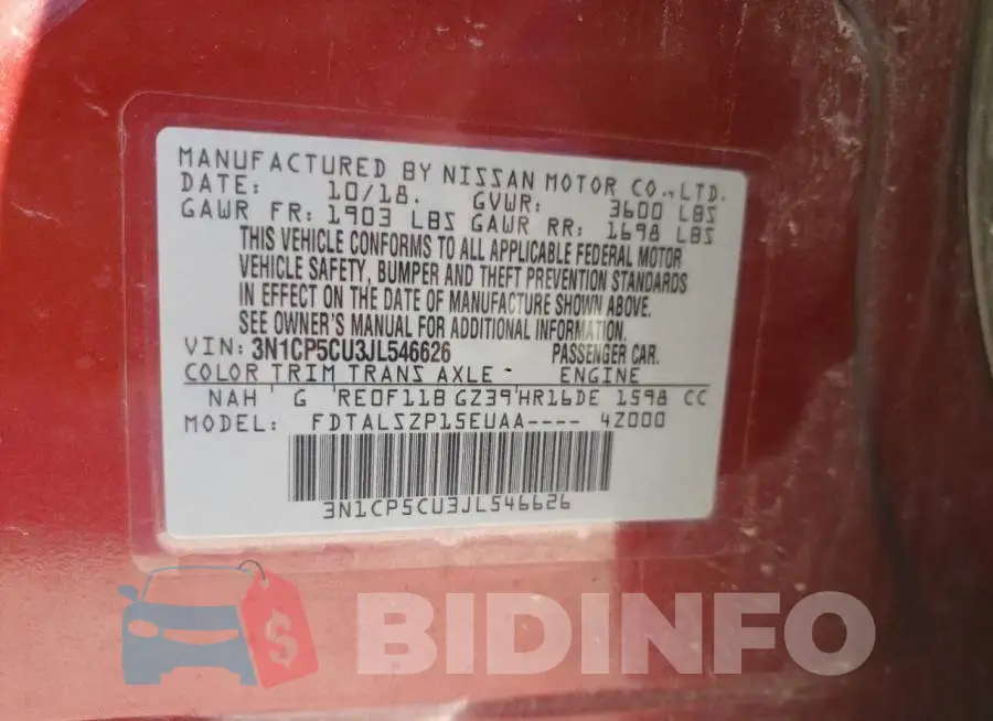 3N1CP5CU3JL546626 Photo# 10