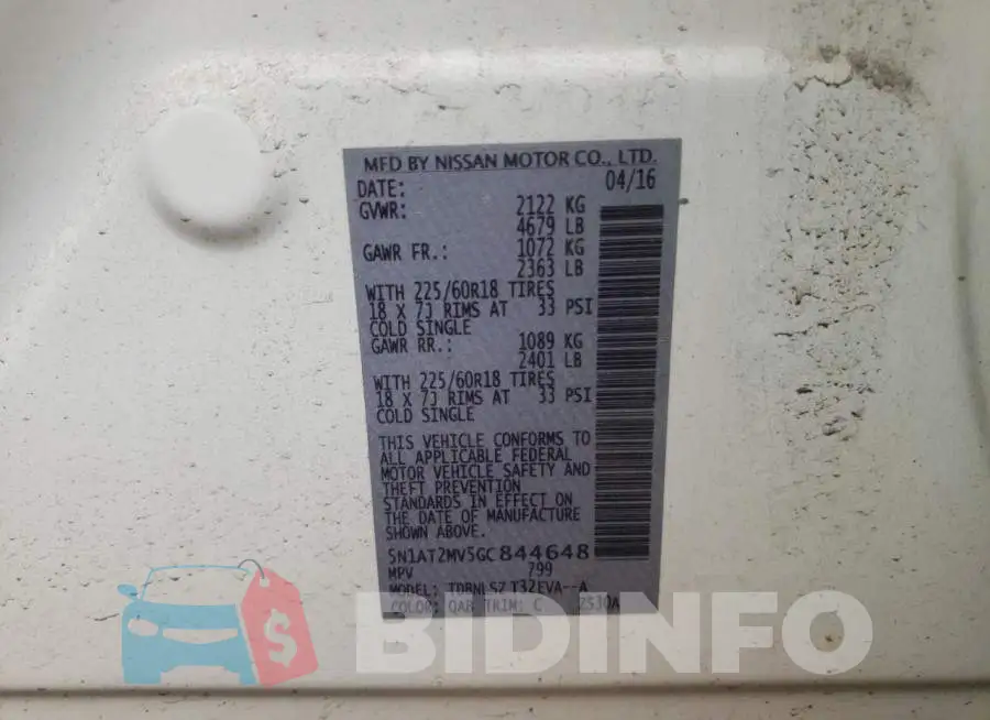5N1AT2MV5GC844648 Photo# 10