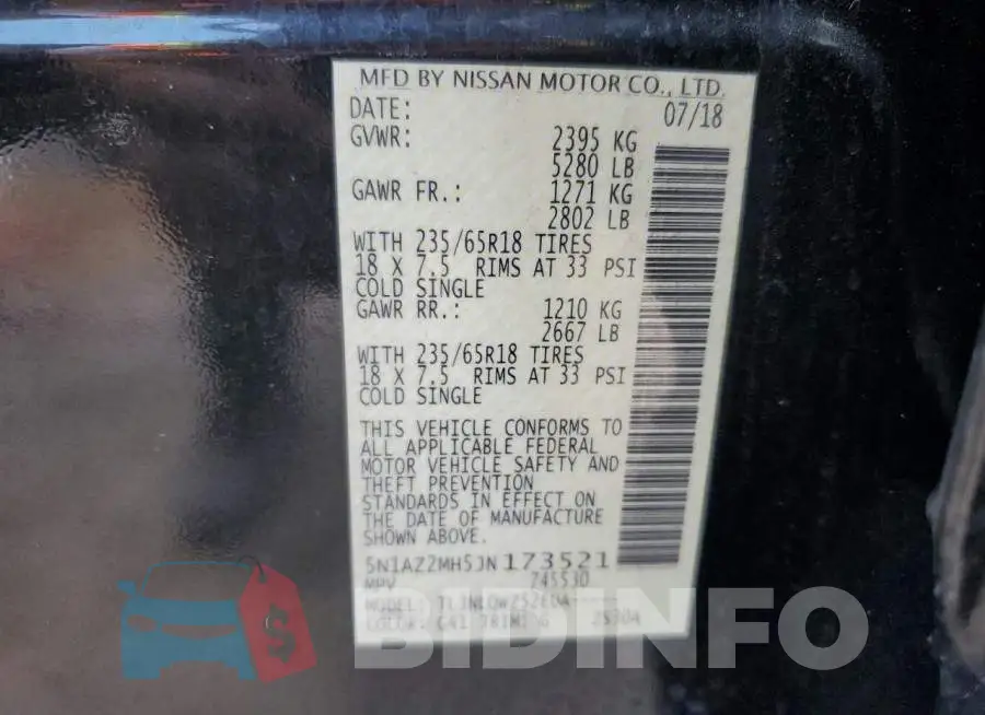 5N1AZ2MH5JN173521 Photo# 10