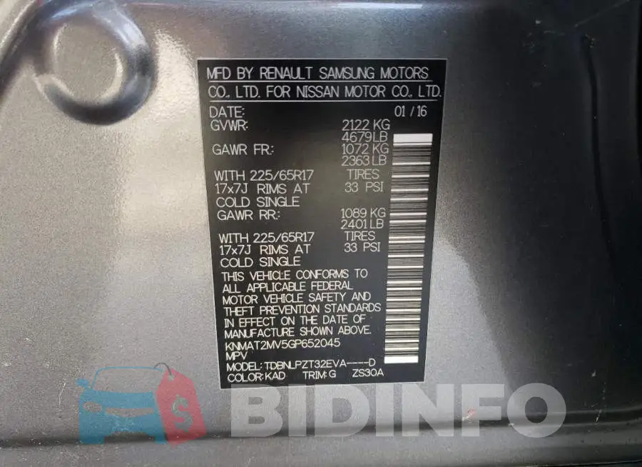 KNMAT2MV5GP652045 Photo# 12