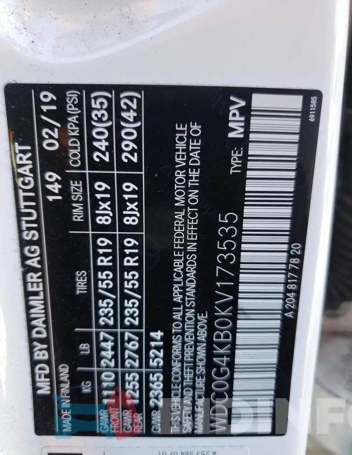 WDC0G4KB0KV173535 Photo# 10