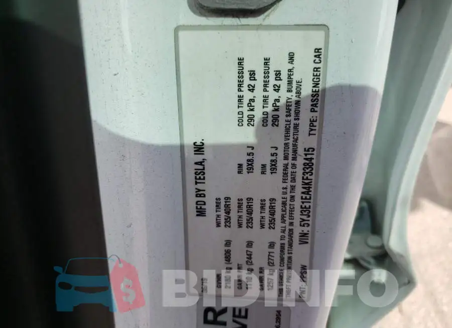 5YJ3E1EA4KF338415 Photo# 13