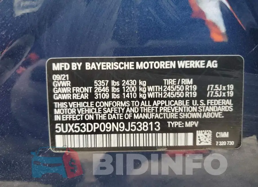 5UX53DP09N9J53813 Photo# 13