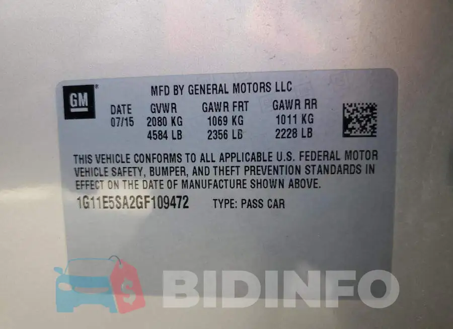 1G11E5SA2GF109472 Photo# 10