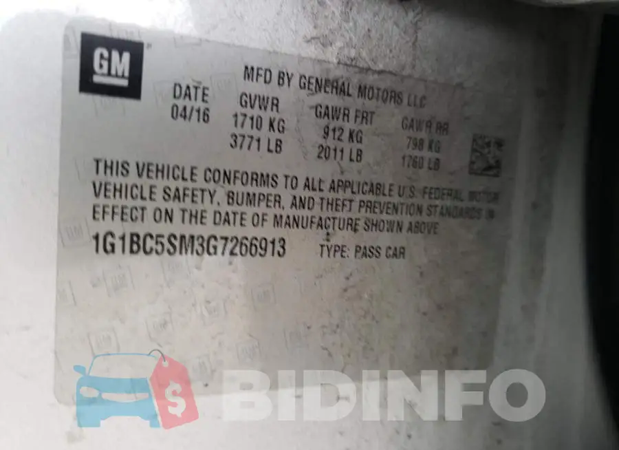 1G1BC5SM3G7266913 Photo# 10