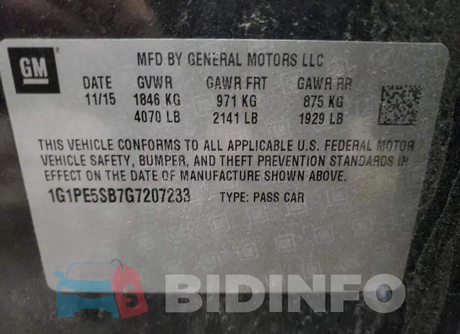1G1PE5SB7G7207233 Photo# 12