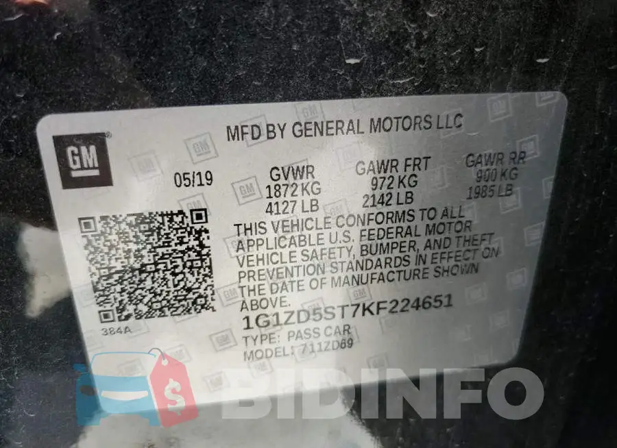 1G1ZD5ST7KF224651 Photo# 10