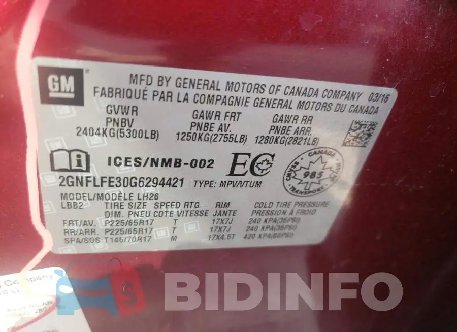 2GNFLFE30G6294421 Photo# 10