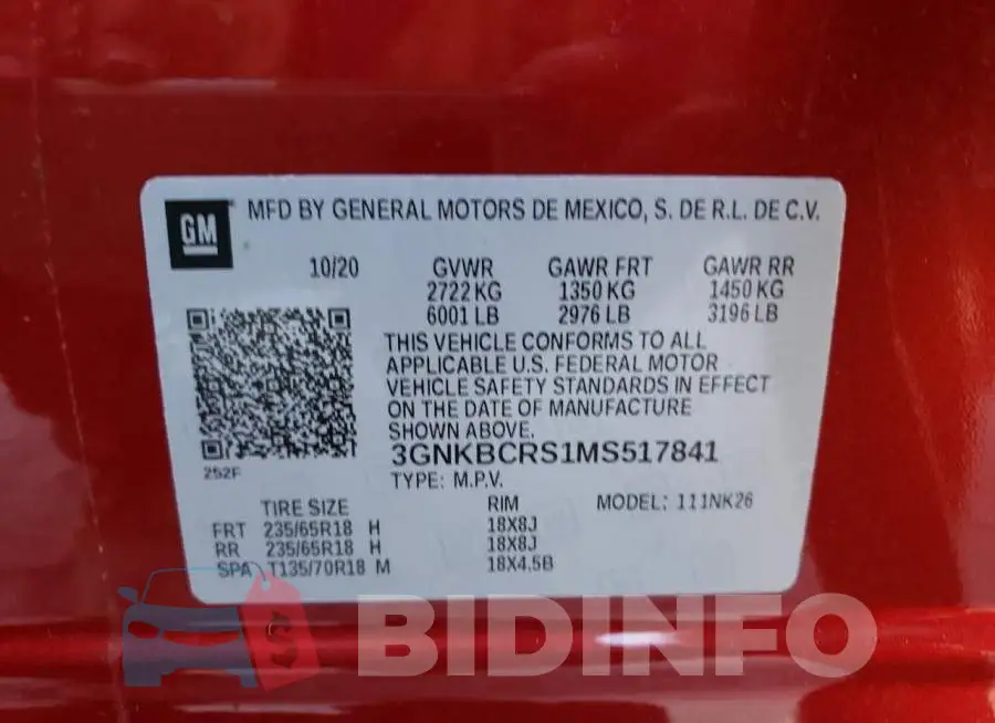 3GNKBCRS1MS517841 Photo# 10