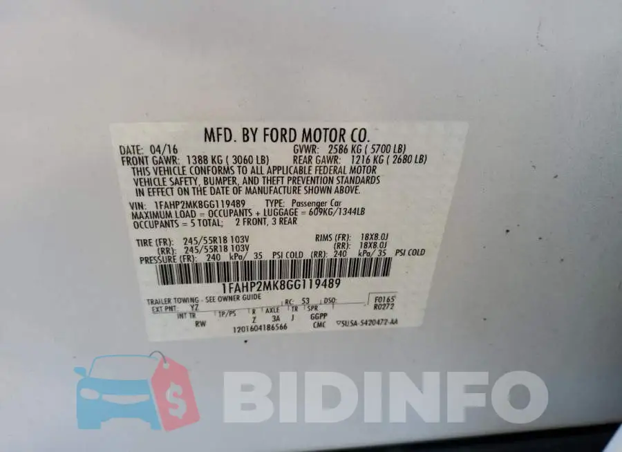 1FAHP2MK8GG119489 Photo# 10