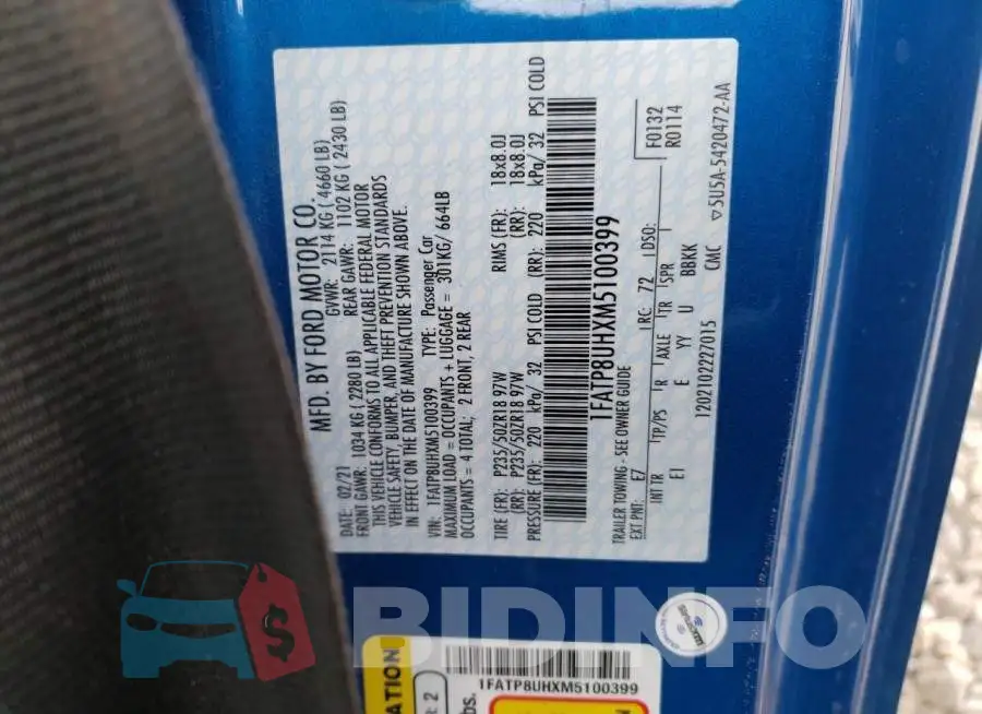 1FATP8UHXM5100399 Photo# 10