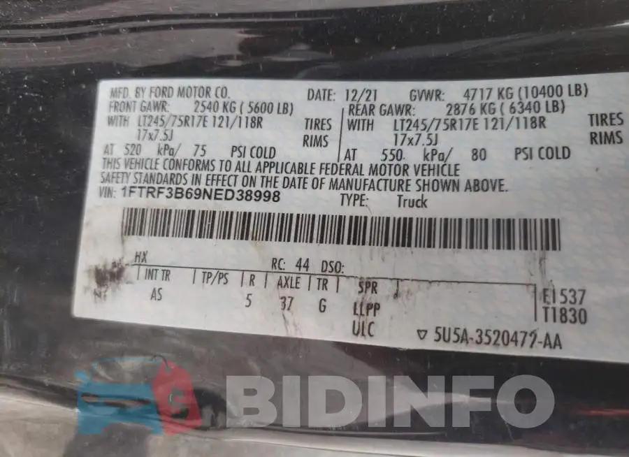 1FTRF3B69NED38998 Photo# 10