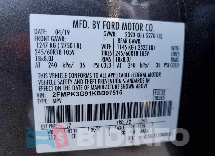 2FMPK3G91KBB97515 Photo# 10