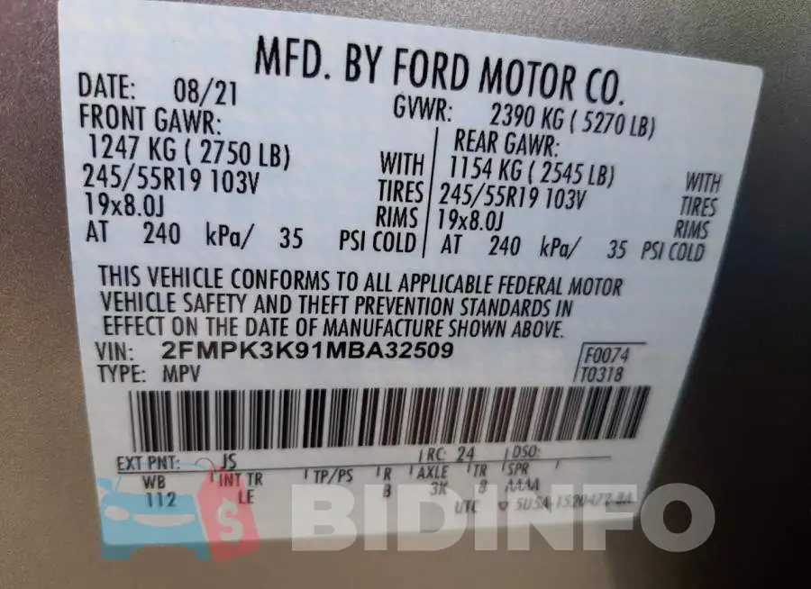 2FMPK3K91MBA32509 Photo# 10