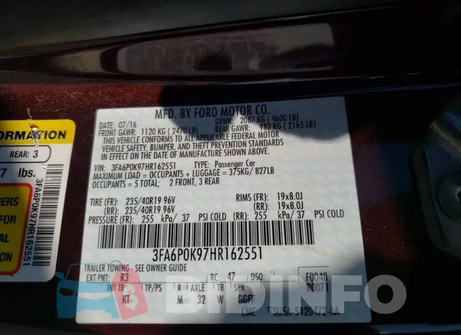 3FA6P0K97HR162551 Photo# 10