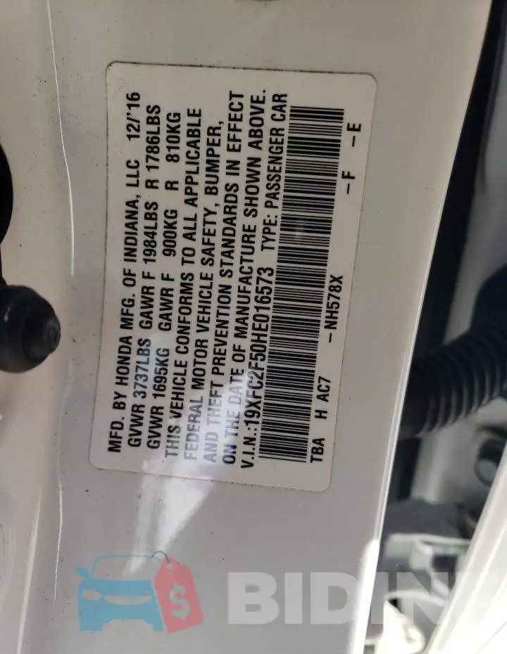 19XFC2F50HE016573 Photo# 10