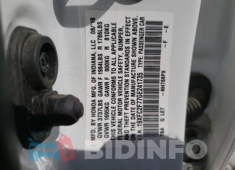 19XFC2F77GE241735 Photo# 10