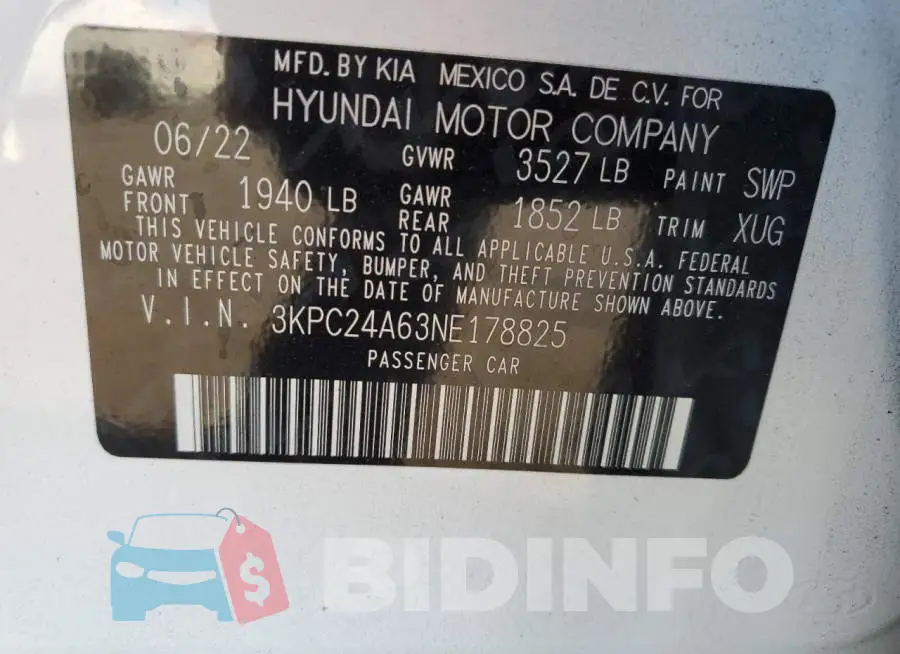 3KPC24A63NE178825 Photo# 10