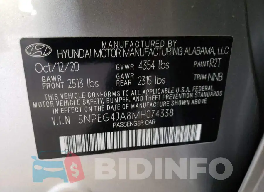 5NPEG4JA8MH074338 Photo# 10