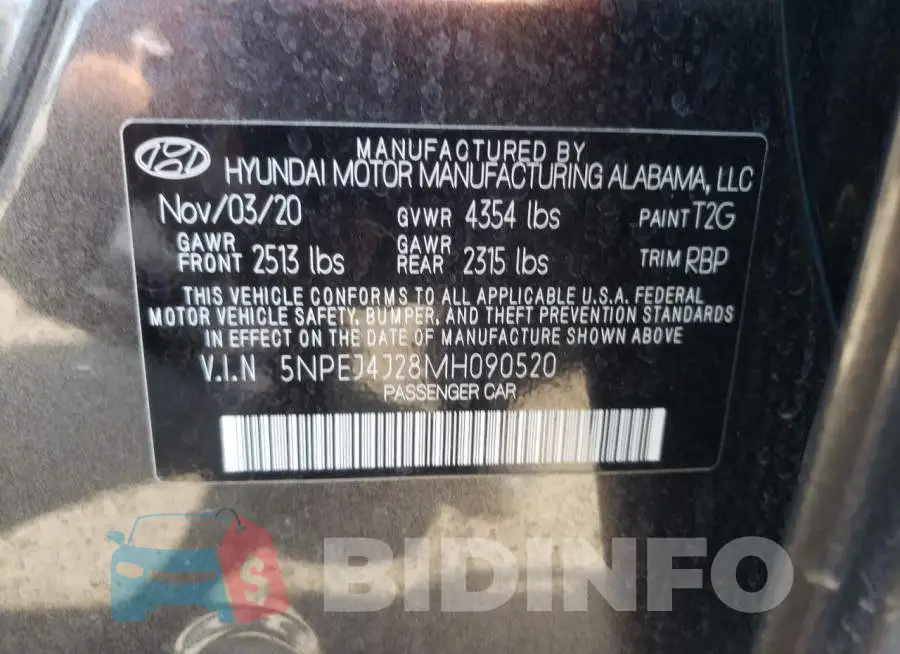 5NPEJ4J28MH090520 Photo# 10