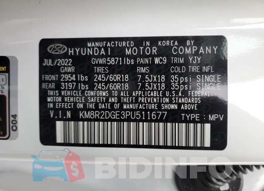 KM8R2DGE3PU511677 Photo# 14
