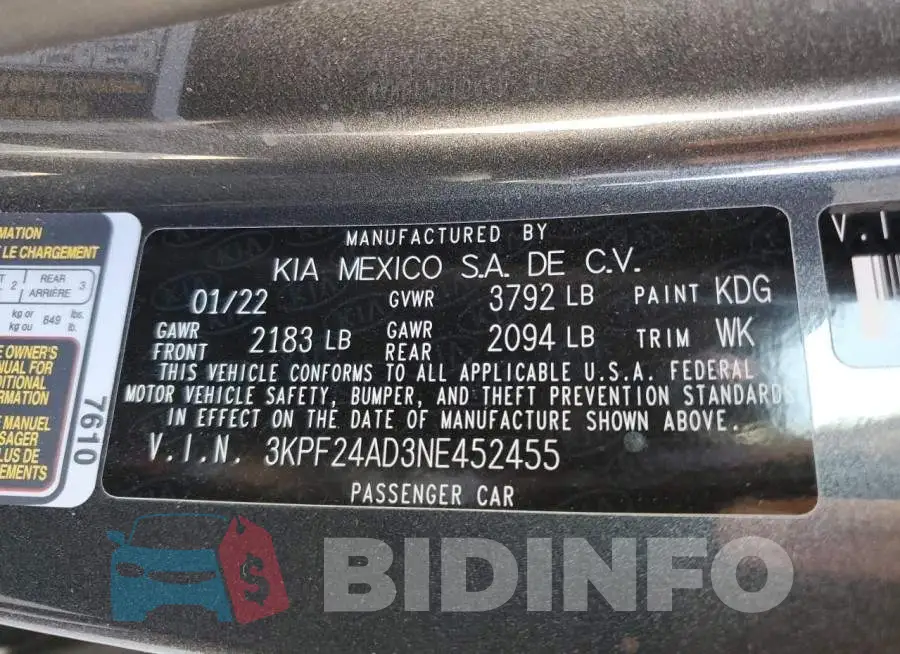 3KPF24AD3NE452455 Photo# 10