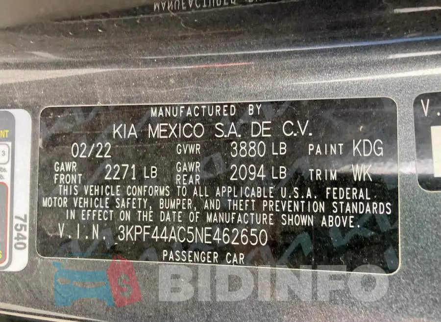 3KPF44AC5NE462650 Photo# 10