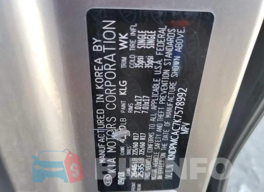 KNDPMCAC7K7578992 Photo# 10