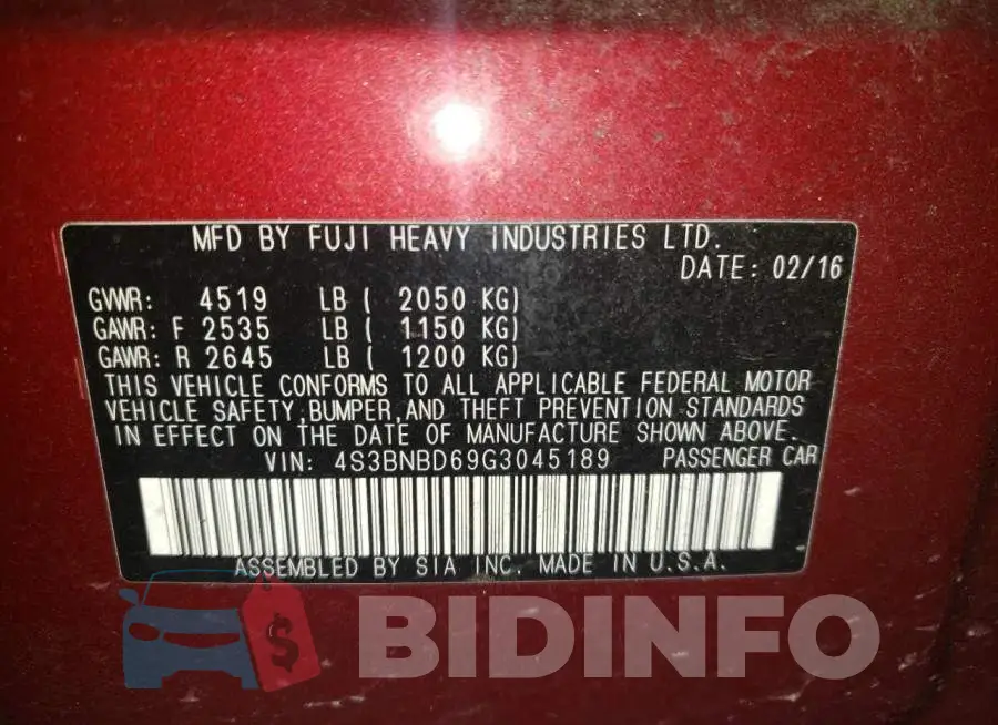 4S3BNBD69G3045189 Photo# 10