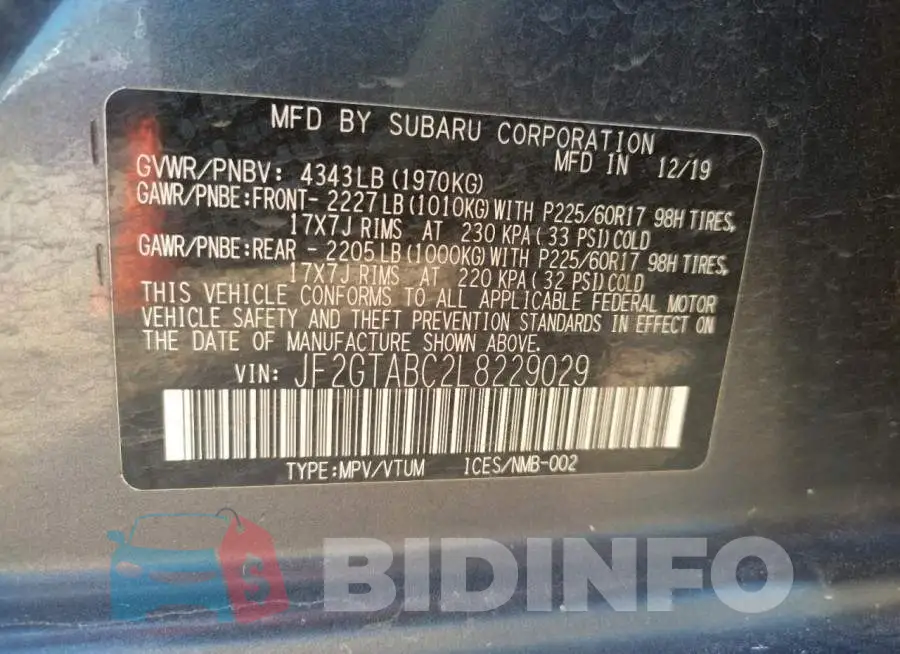 JF2GTABC2L8229029 Photo# 10