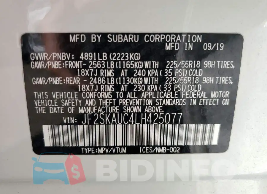 JF2SKAUC4LH425077 Photo# 10