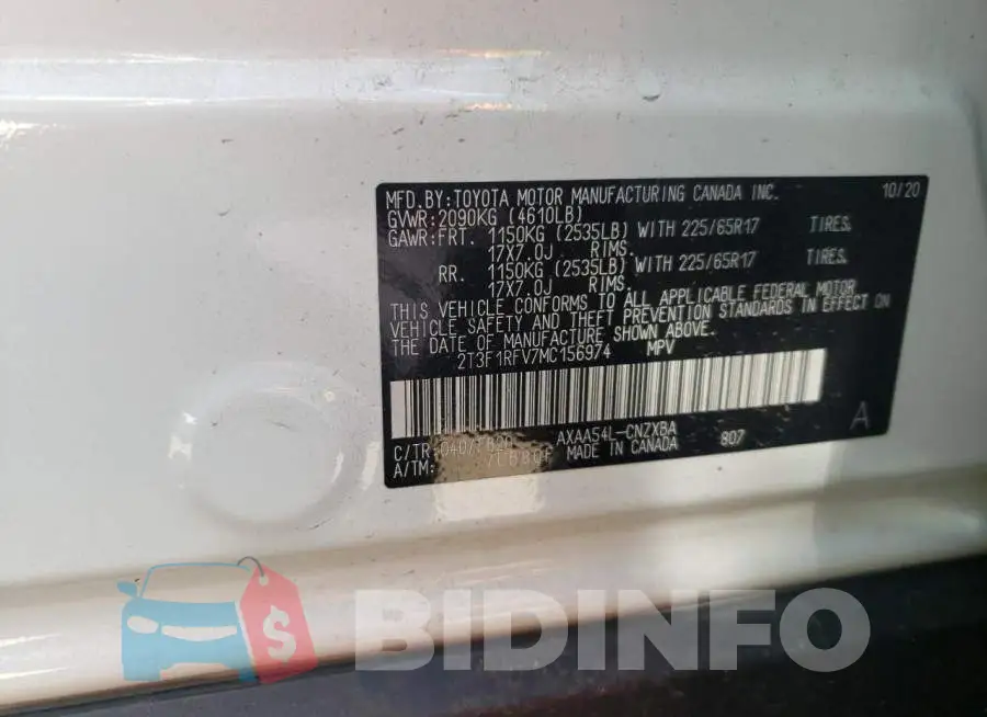 2T3F1RFV7MC156974 Photo# 10
