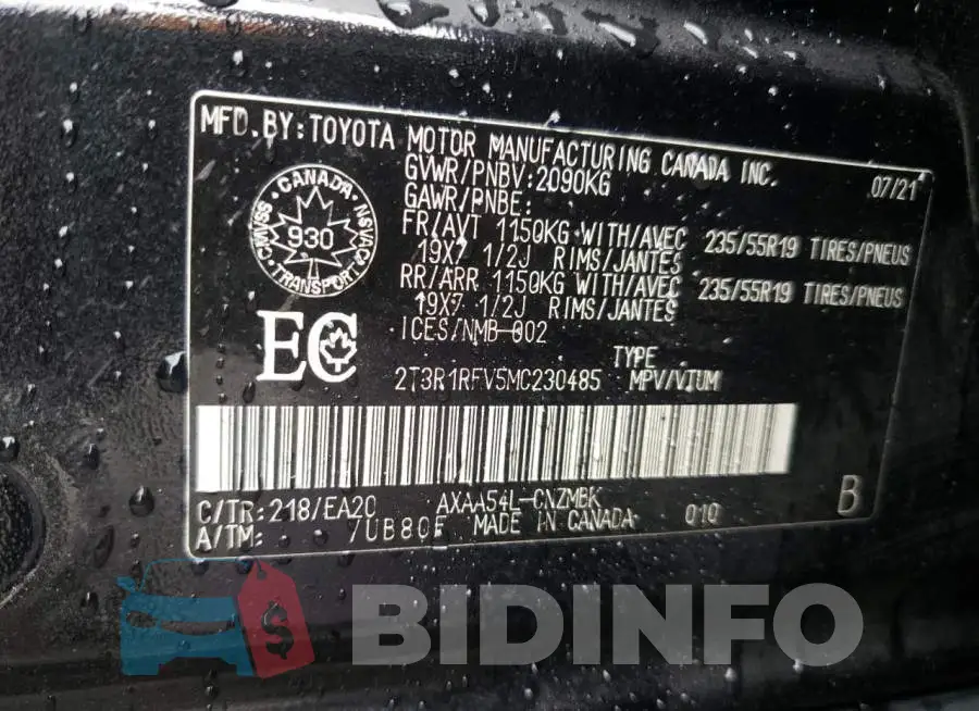 2T3R1RFV5MC230485 Photo# 10