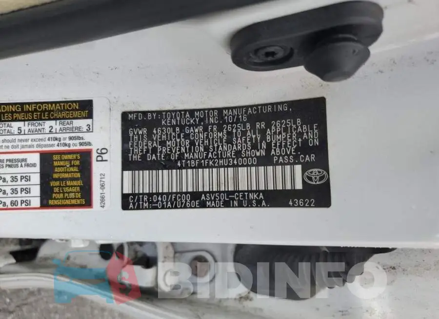 4T1BF1FK2HU340000 Photo# 10