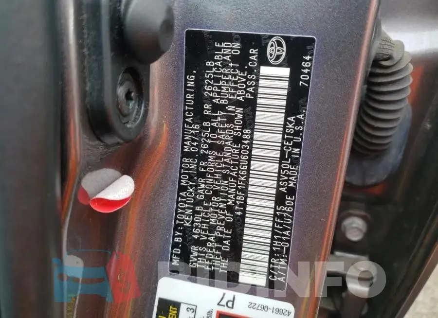 4T1BF1FK6GU603488 Photo# 10