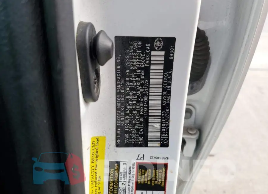 4T1BF1FK8HU617278 Photo# 10