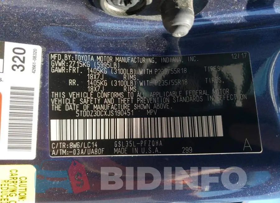 5TDDZ3DCXJS190451 Photo# 10