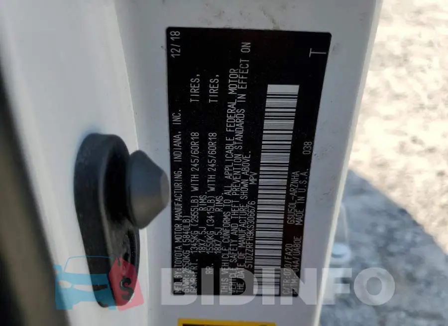 5TDZZRFH9KS306676 Photo# 10