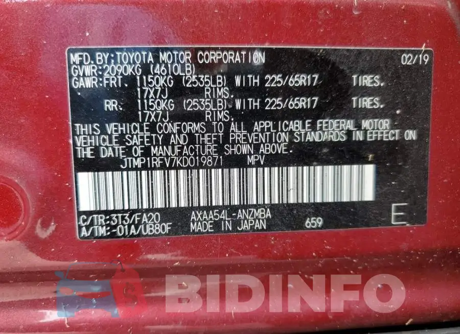 JTMP1RFV7KD019871 Photo# 10