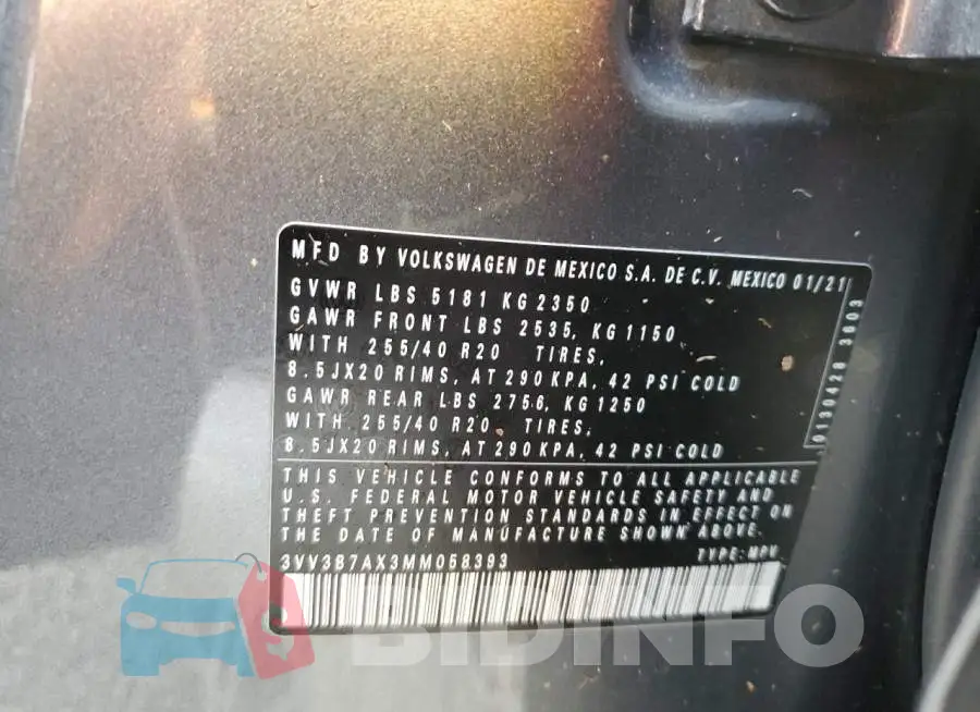 3VV3B7AX3MM058393 Photo# 10
