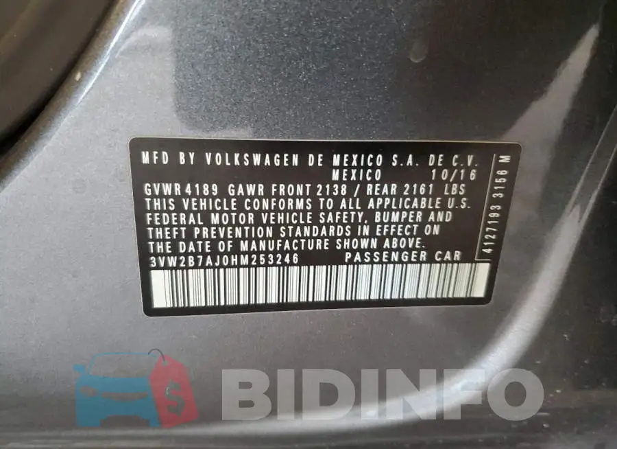 3VW2B7AJ0HM253246 Photo# 12